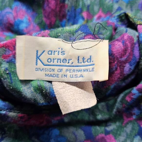 Vintage Drop Waist Dress Women 2X Floral 80s Glam Rock Pleated Festival Cottage - Picture 9 of 9